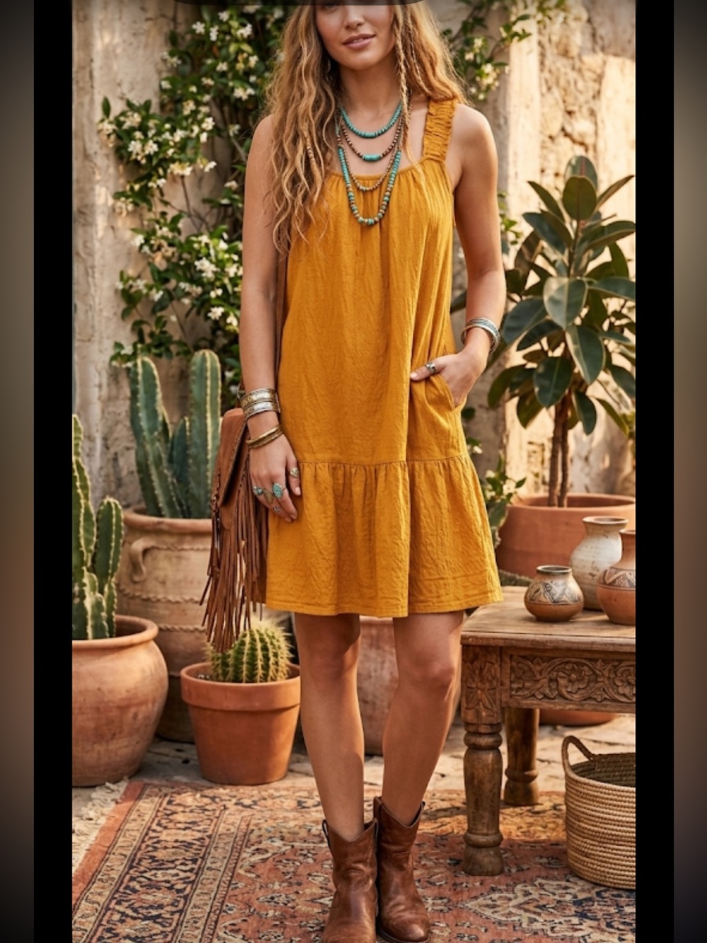 Wonderly Mustard Yellow Ruffle Dress Size Small Flowy Feminine Midi Dress